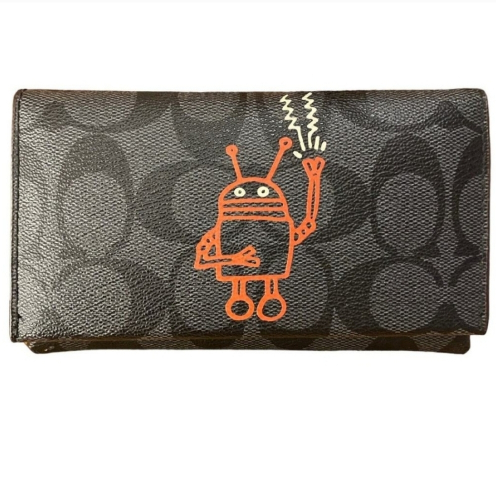 Coach X Keith Haring Limited Edition Collaboration Black Signature Wallet - Picture 13 of 13